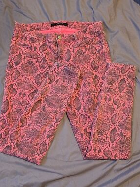 J Brand Pink Snake-Print Skinny Jeans